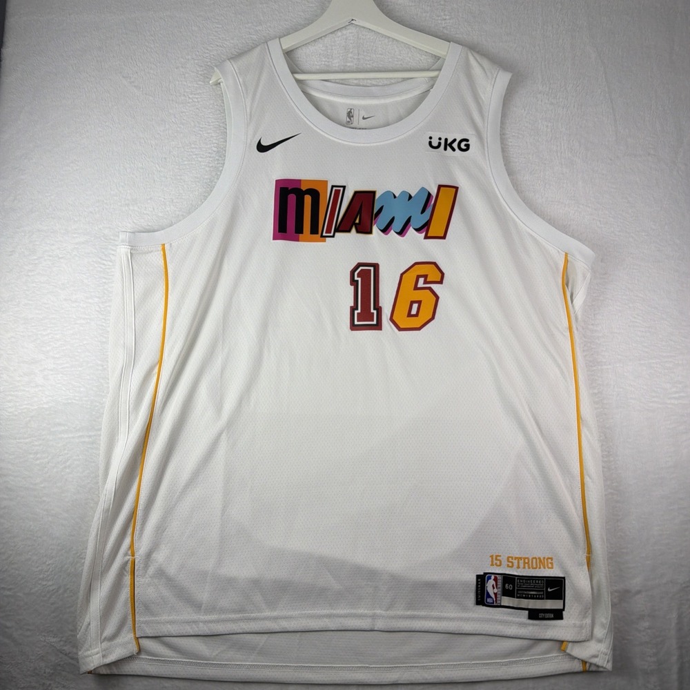 Men's Nike NBA Miami Heat White Caleb Martin #16 Jersey Size 60 Dri Fit Size 3XL